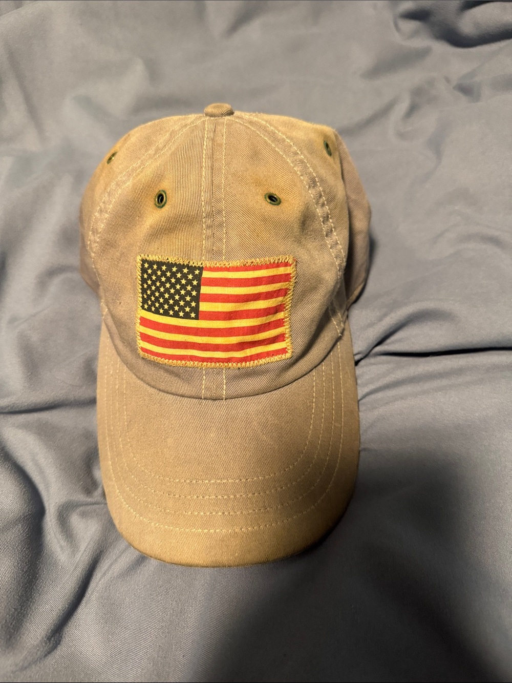Polo by Ralph Lauren Khaki Baseball Cap with American Flag Patch